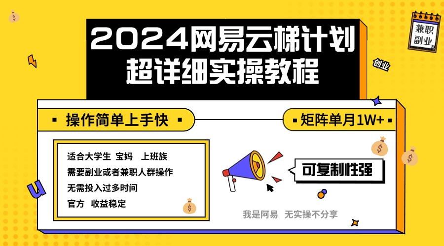 （12525期）2024网易云梯计划实操教程小白轻松上手  矩阵单月1w+-iTZL项目网