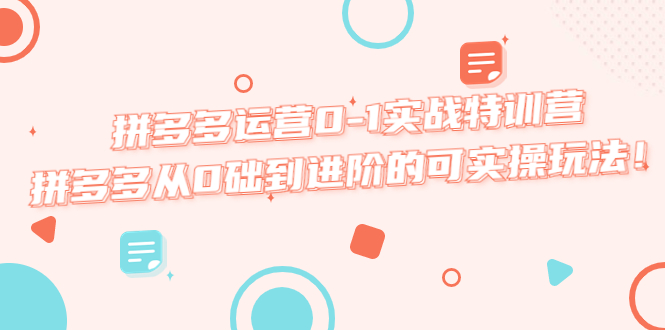 （5521期）拼多多运营0-1实战特训营，拼多多从0础到进阶的可实操玩法！-iTZL项目网