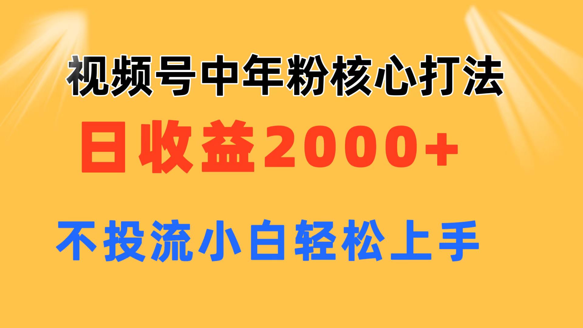 （11205期）视频号中年粉核心玩法 日收益2000+ 不投流小白轻松上手-iTZL项目网