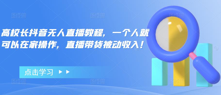 高校长抖音无人直播教程，一个人就可以在家操作，直播带货被动收入！-iTZL项目网