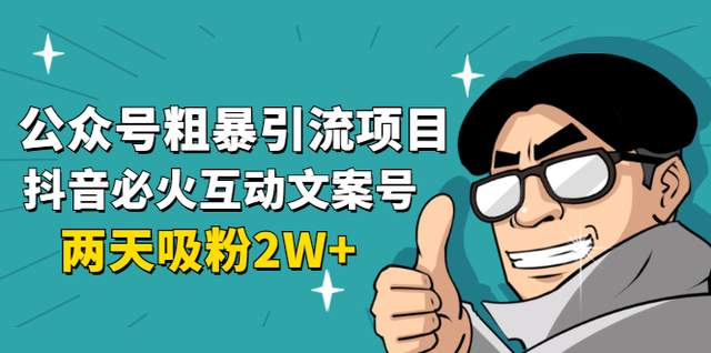 公众号粗暴引流项目：抖音必火互动文案号，两天吸粉2W+-iTZL项目网