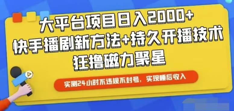 （10694期）快手24小时无人直播，真正实现睡后收益-iTZL项目网