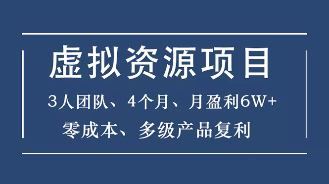 （1588期）虚拟资源项目-新手、3个团队 4个月 月盈利6W+零成本、多级产品复利-iTZL项目网