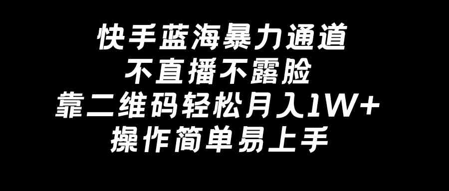 （8961期）快手蓝海暴力通道，不直播不露脸，靠二维码轻松月入1W+，操作简单易上手-iTZL项目网