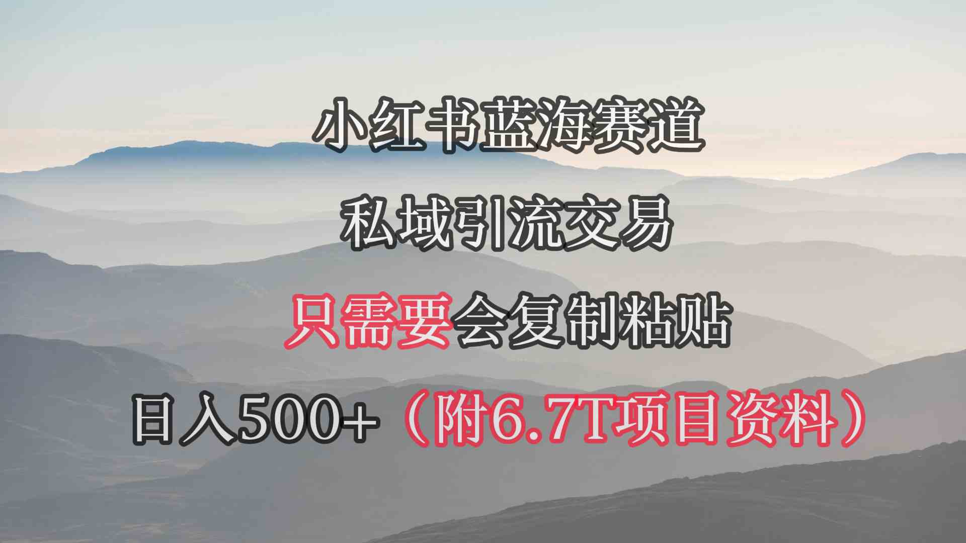 （9487期）小红书短剧赛道，私域引流交易，会复制粘贴，日入500+（附6.7T短剧资源）-iTZL项目网