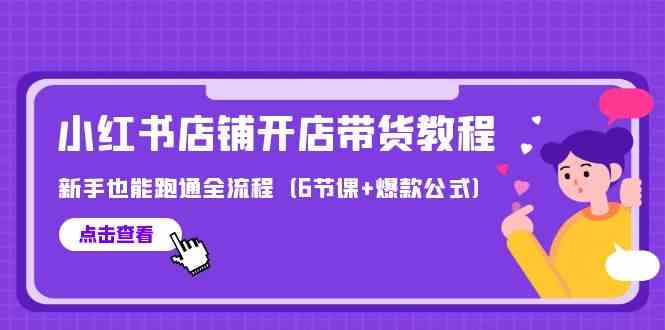 （9883期）最新小红书店铺开店带货教程，新手也能跑通全流程（6节课+爆款公式）-iTZL项目网