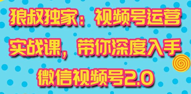 狼叔视频号运营实战课2.0，目前市面上最新最全玩法，快速吸粉吸金（10节视频）-iTZL项目网