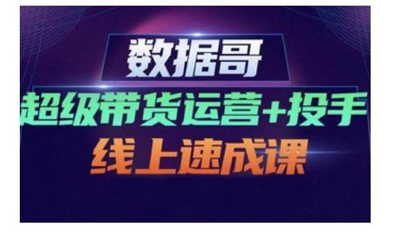 数据哥·超级带货运营+投手线上速成课，快速提升运营和熟悉学会投手技巧-iTZL项目网