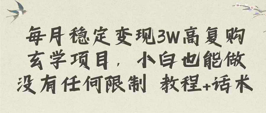 （8417期）每月稳定变现3W高复购玄学项目，小白也能做没有任何限制 教程+话术-iTZL项目网