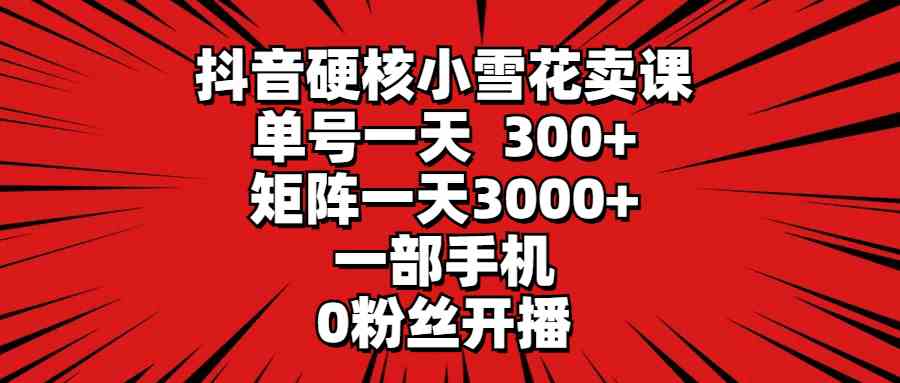 （9551期）抖音硬核小雪花卖课，单号一天300+，矩阵一天3000+，一部手机0粉丝开播-iTZL项目网