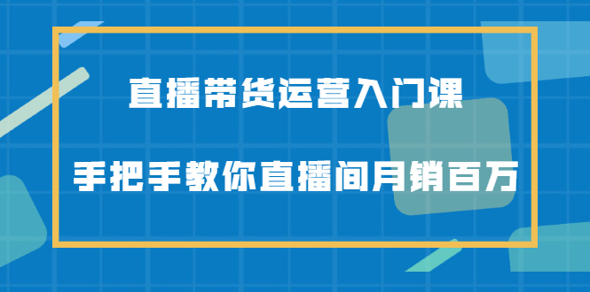 （2078期）直播带货运营入门课，手把手教你直播间月销百万-iTZL项目网