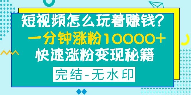 图片[1]-（1290期）短视频怎么玩着赚钱？一分钟涨粉10000+快速涨粉变现秘籍（完结-无水印）-iTZL项目网