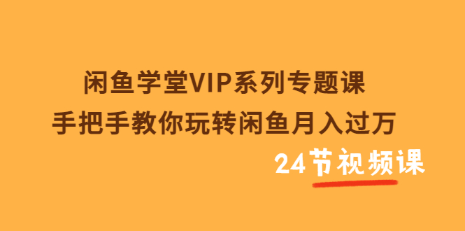 （3410期）闲鱼学堂VIP系列专题课：手把手教你玩转闲鱼月入过万（共24节视频课）-iTZL项目网