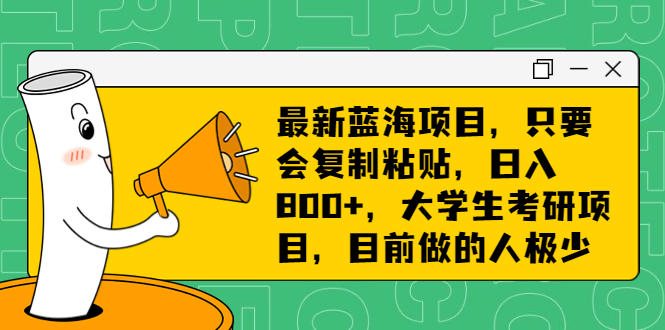 （6780期）最新蓝海项目，只要会复制粘贴，日入800+，大学生考研项目，目前做的人极少-iTZL项目网