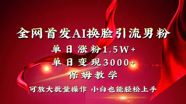 （8507期）全网独创首发AI换脸引流男粉单日涨粉1.5W+变现3000+小白也能上手快速拿结果-iTZL项目网