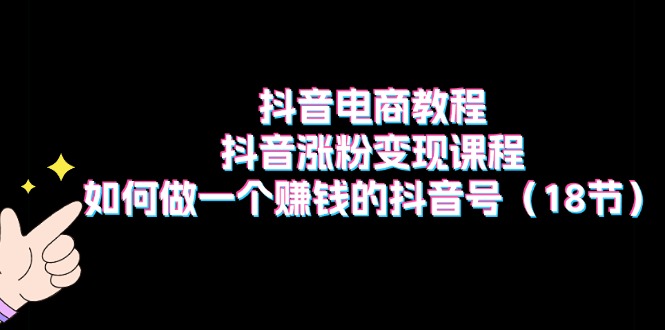 （11436期）抖音电商教程：抖音涨粉变现课程：如何做一个赚钱的抖音号（18节）-iTZL项目网