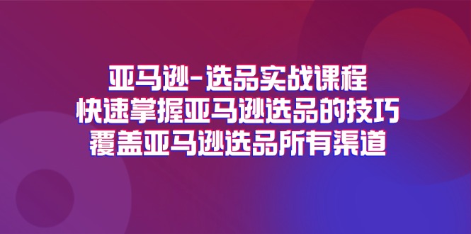 （11620期）亚马逊-选品实战课程，快速掌握亚马逊选品的技巧，覆盖亚马逊选品所有渠道-iTZL项目网