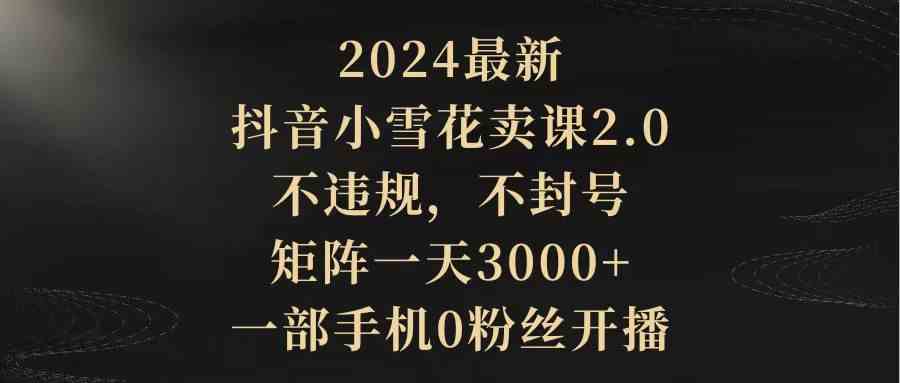 （9639期）2024最新抖音小雪花卖课2.0 不违规 不封号 矩阵一天3000+一部手机0粉丝开播-iTZL项目网