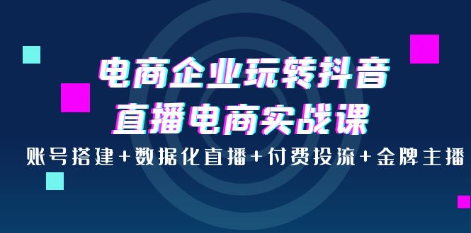 （3784期）电商企业玩转抖音直播电商实战课：账号搭建+数据化直播+付费投流+金牌主播-iTZL项目网