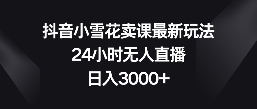 （8322期）抖音小雪花卖课最新玩法，24小时无人直播，日入3000+-iTZL项目网