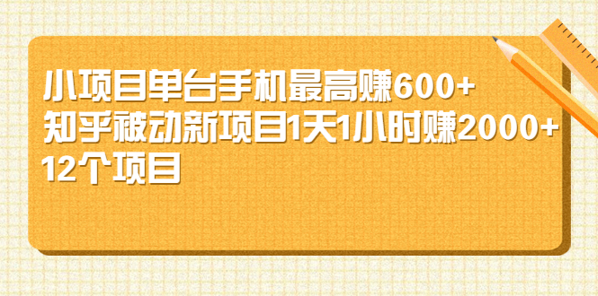 （2161期）小项目单台手机最高赚600+知乎被动新项目1天1小时赚2000+(12个项目)-iTZL项目网