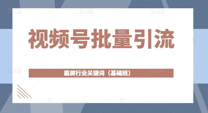 视频号批量引流，霸屏行业关键词（基础班）全面系统讲解视频号玩法【无水印】-iTZL项目网