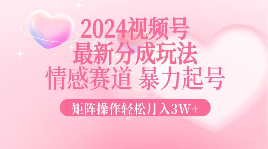 （12922期）2024最新视频号分成玩法，情感赛道，暴力起号，矩阵操作轻松月入3W+-iTZL项目网