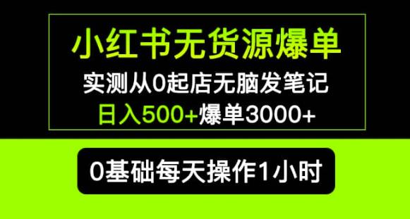 小红书无货源爆单实测从0起店无脑发笔记爆单3000+长期项目可多店-iTZL项目网