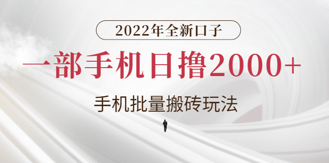 （2682期）2022年全新口子，手机批量搬砖玩法，一部手机日撸2000+-iTZL项目网