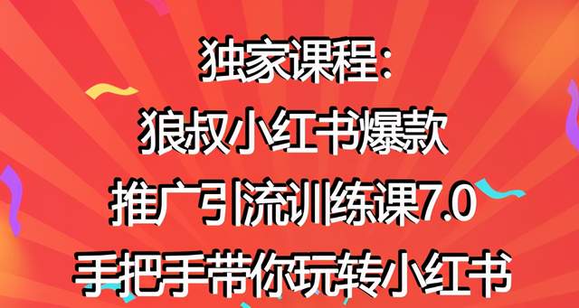 狼叔小红书爆款推广引流训练课7.0，手把手带你玩转小红书-iTZL项目网