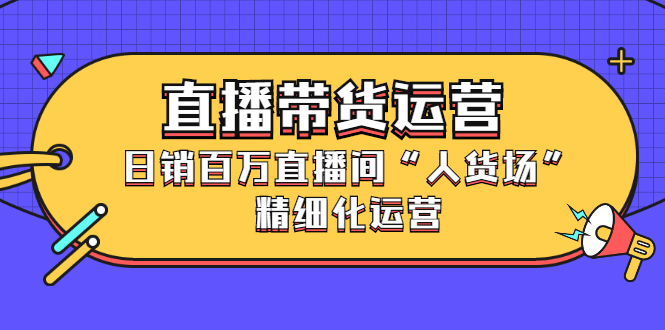 （2396期）直播带货运营，日销百万直播间“人货场”精细化运营-iTZL项目网