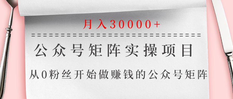 （1332期）公众号矩阵实操项目，从0粉丝开始做赚钱的公众号矩阵，月入30000+-iTZL项目网