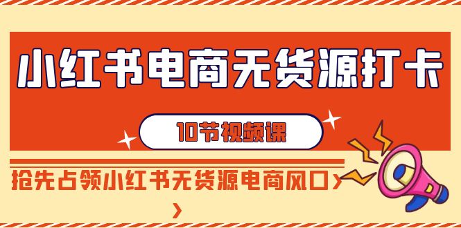 （9015期）小红书电商-无货源打卡，抢先占领小红书无货源电商风口（10节课）-iTZL项目网