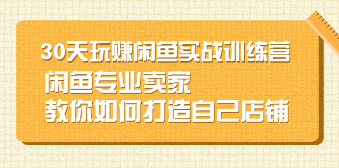 （2247期）30天玩赚闲鱼实战训练营，闲鱼专业卖家教你如何打造自己店铺-iTZL项目网