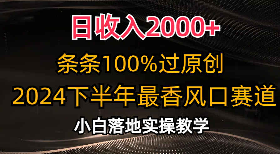 （10951期）日收入2000+，条条100%过原创，2024下半年最香风口赛道，小白轻松上手-iTZL项目网