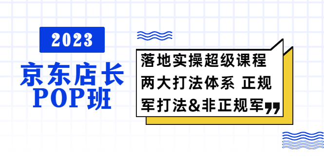 （5699期）2023京东店长·POP班 落地实操超级课程 两大打法体系 正规军&非正规军-iTZL项目网