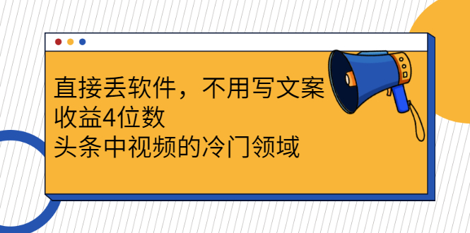 （2543期）直接丢软件，不用写文案，收益4位数头条中视频的冷门领域-iTZL项目网