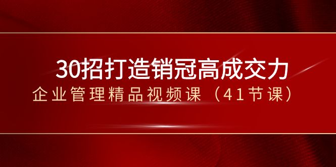 （8477期）30招-打造销冠高成交力-企业管理精品视频课（41节课）-iTZL项目网