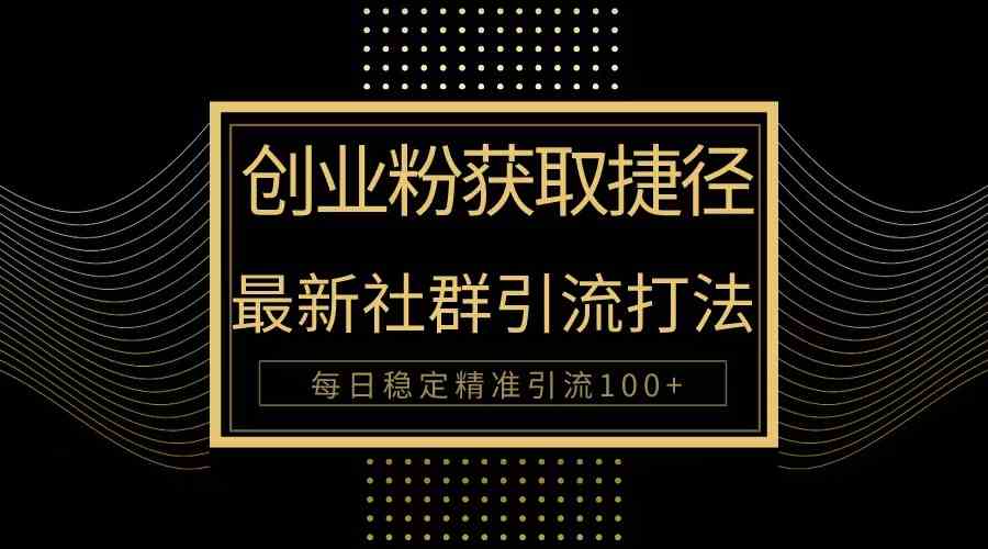 （10040期）创业粉捷径！最新被动引流方法大揭秘，实现每日100+精准引流-iTZL项目网