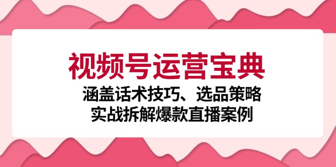 （12808期）视频号运营宝典：涵盖话术技巧、选品策略、实战拆解爆款直播案例-iTZL项目网