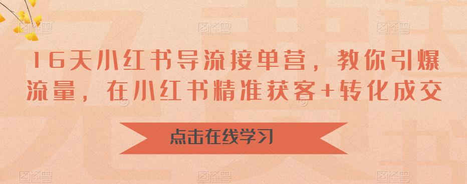 （6523期）16天-小红书 导流接单营，教你引爆流量，在小红书精准获客+转化成交-iTZL项目网