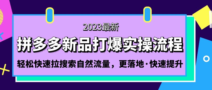 （5036期）拼多多-新品打爆实操流程：轻松快速拉搜索自然流量，更落地·快速提升!-iTZL项目网