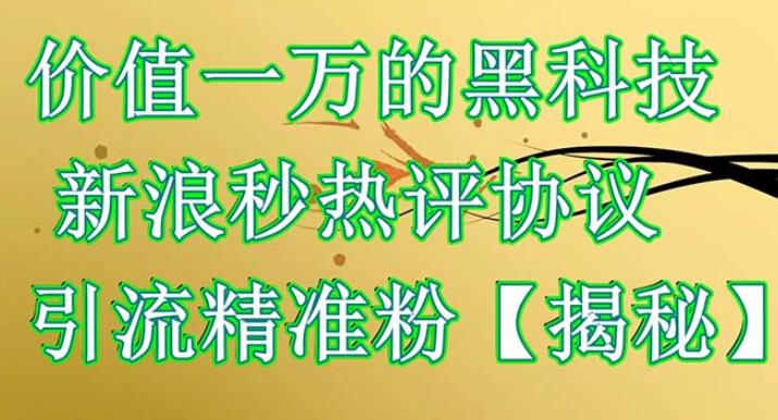 价值一万的黑科技新浪秒热评协议引流精准粉【仅揭秘】-iTZL项目网