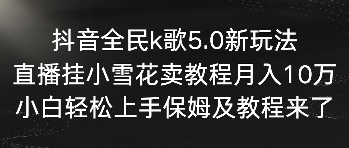 （9021期）抖音全民k歌5.0新玩法，直播挂小雪花卖教程月入10万，小白轻松上手，保…-iTZL项目网