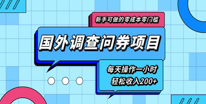 （1803期）新手0成本0门槛可操作的国外调查问券项目，每天一小时轻松收入200+(无水印)-iTZL项目网