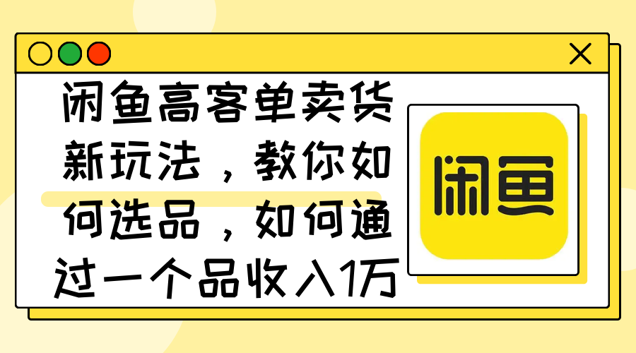 （12387期）闲鱼高客单卖货新玩法，教你如何选品，如何通过一个品收入1万+-iTZL项目网