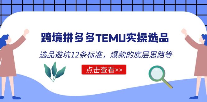 （5402期）跨境拼多多TEMU实操选品运营方法，选品避坑12条标准，爆款的底层思路等-iTZL项目网