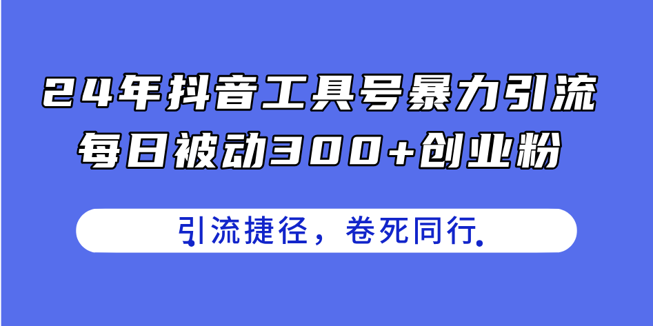 （11354期）24年抖音工具号暴力引流，每日被动300+创业粉，创业粉捷径，卷死同行-iTZL项目网