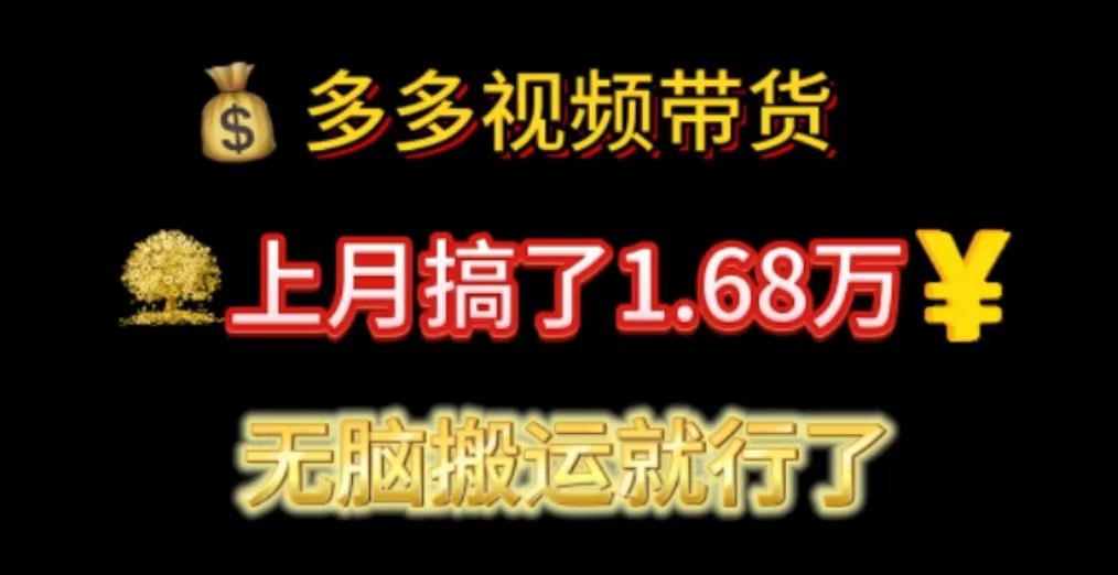 （11269期）多多视频带货：上月搞了1.68万，无脑搬运就行了-iTZL项目网