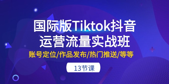 （10712期）国际版Tiktok抖音运营流量实战班：账号定位/作品发布/热门推送/等等-13节-iTZL项目网